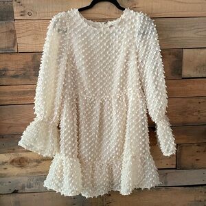 Loveriche Chic Cream Women's Dress with Textured Design